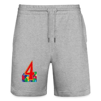 4 / Rote vier mit Luftballons zum Geburtstag. - Stanley/Stella Unisex Bio Joggingshorts Trainer  - Grau meliert - Vorne - Nik (191cm) & Marisol (170cm)