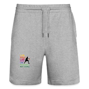 Basketball Liebe. Basketball - Mein Spiel, My Game - Stanley/Stella Unisex Bio Joggingshorts Trainer  - Grau meliert - Vorne - Nik (191cm) & Marisol (170cm)