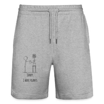 Désolé, j'ai des plantes - Short de jogging bio TRAINER Stanley/Stella unisexe - gris chiné - Devant - Nik (191cm) & Marisol (170cm)