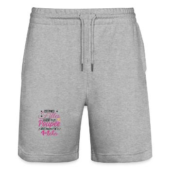 Princesses En Moto - Short de jogging bio TRAINER Stanley/Stella unisexe - gris chiné - Devant - Nik (191cm) & Marisol (170cm)