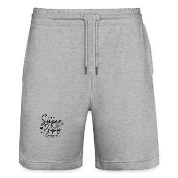 Papy Super Papy Humour Papy Cadeau - Short de jogging bio TRAINER Stanley/Stella unisexe - gris chiné - Devant - Nik (191cm) & Marisol (170cm)