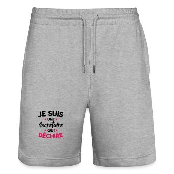 Je Suis Une Secrétaire Qui Déchire - Short de jogging bio TRAINER Stanley/Stella unisexe - gris chiné - Devant - Nik (191cm) & Marisol (170cm)