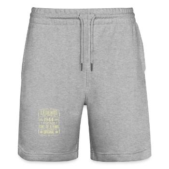 Hergestellt im Jahr 1944 Vintage Geburtstagsgeschenk 1944 - Stanley/Stella Unisex Bio Joggingshorts Trainer  - Grau meliert - Vorne - Nik (191cm) & Marisol (170cm)