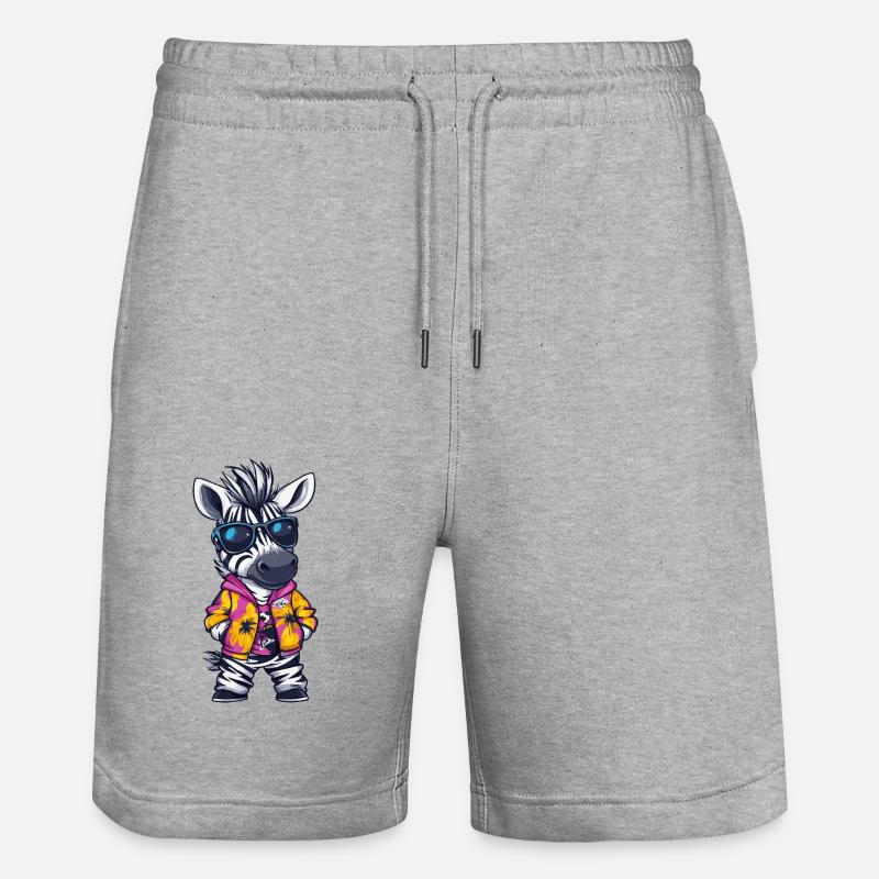 Zebra Comic Lustig Sommer - Stanley/Stella Unisex Bio Joggingshorts Trainer  - Grau meliert