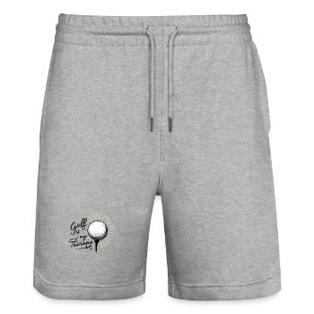 Golf is my therapy - Short de jogging bio TRAINER Stanley/Stella unisexe - gris chiné - Devant - Nik (191cm) & Marisol (170cm)