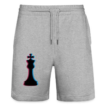 3D Effekt Schach - Stanley/Stella Unisex Bio Joggingshorts Trainer  - Grau meliert - Vorne - Nik (191cm) & Marisol (170cm)