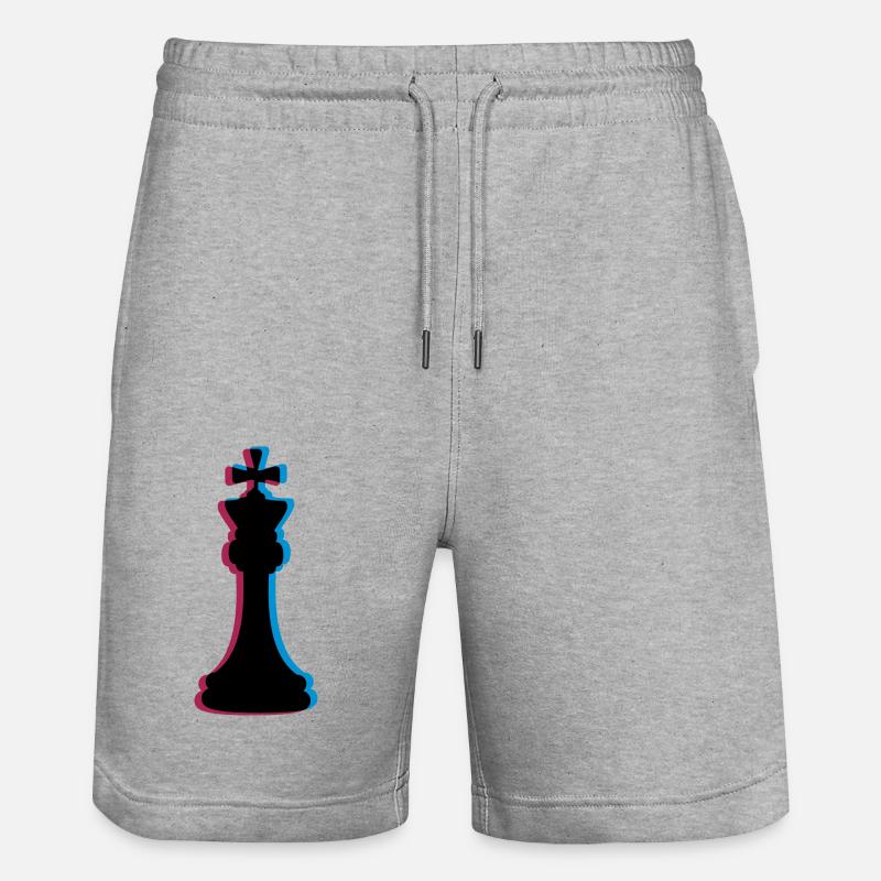 3D Effekt Schach - Stanley/Stella Unisex Bio Joggingshorts Trainer  - Grau meliert