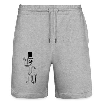 Mr. Alien waves friendly - Stanley/Stella Trainer Unisex Organic Jogging Shorts - heather grey - Front - Nik (191cm) & Marisol (170cm)