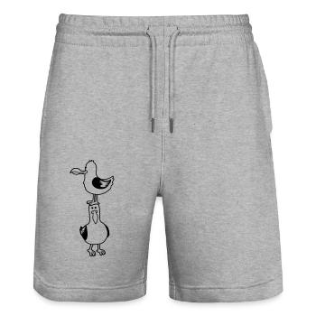 Kumpels Möwen Team Freunde - Stanley/Stella Unisex Bio Joggingshorts Trainer  - Grau meliert - Vorne - Nik (191cm) & Marisol (170cm)