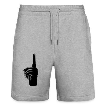 Nach oben Finger zeigen - Stanley/Stella Unisex Bio Joggingshorts Trainer  - Grau meliert - Vorne - Nik (191cm) & Marisol (170cm)