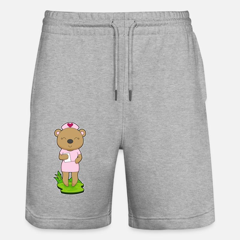 Bear Nurse Sticky Note - Stanley/Stella Trainer Unisex Organic Jogging Shorts - heather grey