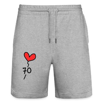 70. 70 ANS. 70e ANNIVERSAIRE. ANNIVERSAIRE 70 ANS. - Short de jogging bio TRAINER Stanley/Stella unisexe - gris chiné - Devant - Nik (191cm) & Marisol (170cm)