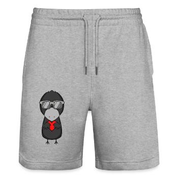 Crow with heart and glasses - Stanley/Stella Trainer Unisex Organic Jogging Shorts - heather grey - Front - Nik (191cm) & Marisol (170cm)