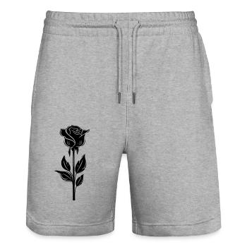 minimalistisch einfarbig rosa - Stanley/Stella Unisex Bio Joggingshorts Trainer  - Grau meliert - Vorne - Nik (191cm) & Marisol (170cm)