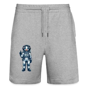 Astronaute, Vache, Espace, Cosmonaute, Univers - Short de jogging bio TRAINER Stanley/Stella unisexe - gris chiné - Devant - Nik (191cm) & Marisol (170cm)