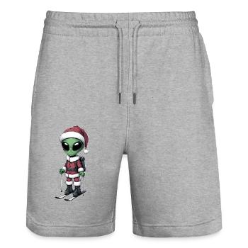 Alien Skifahrer Santa Claus Winterspaß - Stanley/Stella Unisex Bio Joggingshorts Trainer  - Grau meliert - Vorne - Nik (191cm) & Marisol (170cm)