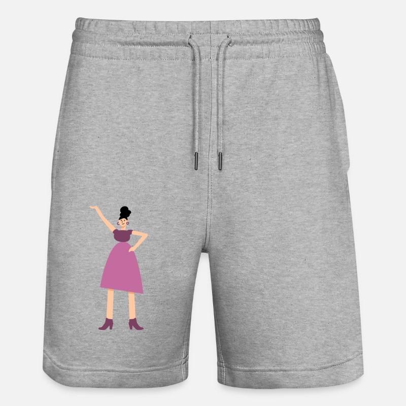 Femme en robe rose - Short de jogging bio TRAINER Stanley/Stella unisexe - gris chiné