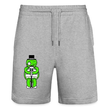 Mr. Turtle Sir Mr. Gentleman Empire Top Hat - Stanley/Stella Trainer Unisex Organic Jogging Shorts - heather grey - Front - Nik (191cm) & Marisol (170cm)