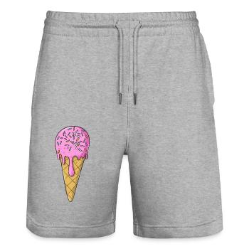 Eis | Rosa Pink Eiscreme mit Streusel | Icecream - Stanley/Stella Unisex Bio Joggingshorts Trainer  - Grau meliert - Vorne - Nik (191cm) & Marisol (170cm)