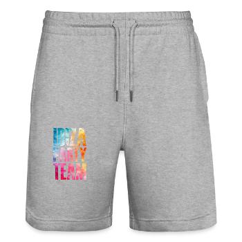 Ibiza Party Team Colorful - Stanley/Stella Trainer Unisex Organic Jogging Shorts - heather grey - Front - Nik (191cm) & Marisol (170cm)