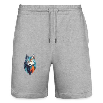 Abstrakter Wolf - Stanley/Stella Unisex Bio Joggingshorts Trainer  - Grau meliert - Vorne - Nik (191cm) & Marisol (170cm)