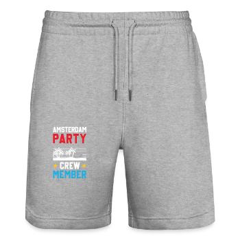 Amsterdam Party Crew - Stanley/Stella Trainer Unisex Organic Jogging Shorts - heather grey - Front - Nik (191cm) & Marisol (170cm)