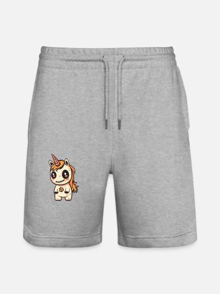 Einhorn Halloween Zombie - Stanley/Stella Unisex Bio Joggingshorts Trainer  - Grau meliert