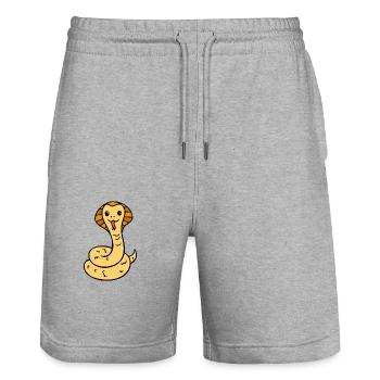 mignon serpent comique rieur - Short de jogging bio TRAINER Stanley/Stella unisexe - gris chiné - Devant - Nik (191cm) & Marisol (170cm)
