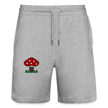 CHAMPIGNON. AUTOMNE. NATURE. ANNIVERSAIRE. FÊTE. - Short de jogging bio TRAINER Stanley/Stella unisexe - gris chiné - Devant - Nik (191cm) & Marisol (170cm)