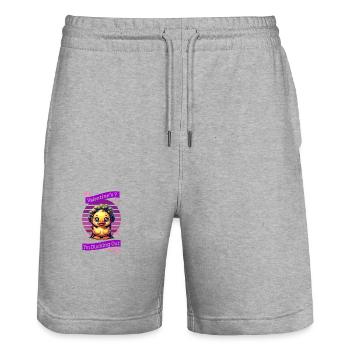Whimsical Cartoon Duck Behind Tree Celebrating - Stanley/Stella Trainer Unisex Organic Jogging Shorts - heather grey - Front - Nik (191cm) & Marisol (170cm)
