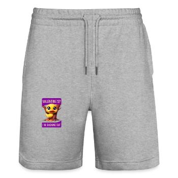 Whimsical Cartoon Duck Hiding Behind Tree valentin - Stanley/Stella Trainer Unisex Organic Jogging Shorts - heather grey - Front - Nik (191cm) & Marisol (170cm)