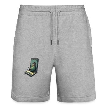 green Monster in iPhone - Stanley/Stella Unisex Bio Joggingshorts Trainer  - Grau meliert - Vorne - Nik (191cm) & Marisol (170cm)
