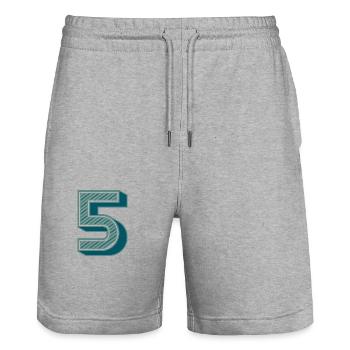 5. 5 YEARS. 5th ANNIVERSARY. 5 YEAR ANNIVERSARY - Stanley/Stella Trainer Unisex Organic Jogging Shorts - heather grey - Front - Nik (191cm) & Marisol (170cm)