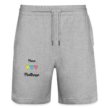 MERCI MAÎTRESSE. CADEAU MAÎTRESSE. VACANCES. ÉTÉ. - Short de jogging bio TRAINER Stanley/Stella unisexe - gris chiné - Devant - Nik (191cm) & Marisol (170cm)