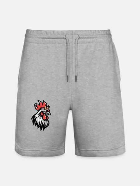 Rooster Head Crown - Stanley/Stella Trainer Unisex Organic Jogging Shorts - heather grey