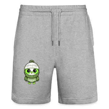 Bande dessinée d’hiver hibou - Short de jogging bio TRAINER Stanley/Stella unisexe - gris chiné - Devant - Nik (191cm) & Marisol (170cm)