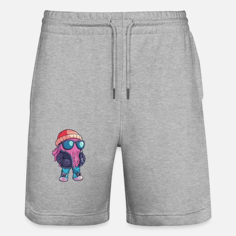Qualle Cool Comic - Stanley/Stella Unisex Bio Joggingshorts Trainer - Grau meliert