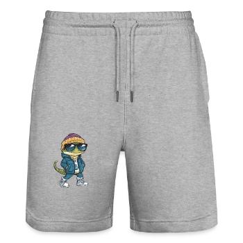Echse Cool Comic - Stanley/Stella Unisex Bio Joggingshorts Trainer  - Grau meliert - Vorne - Nik (191cm) & Marisol (170cm)