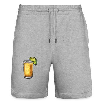Tequila Pixel Gamer - Stanley/Stella Unisex Bio Joggingshorts Trainer  - Grau meliert - Vorne - Nik (191cm) & Marisol (170cm)