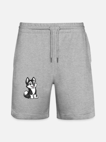 Husky Dog Comic Baby - Stanley/Stella Trainer Unisex Organic Jogging Shorts - heather grey