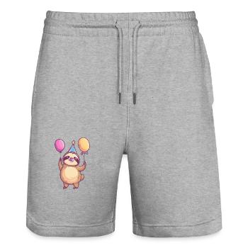 Faultier Geburtstag Baby - Stanley/Stella Unisex Bio Joggingshorts Trainer  - Grau meliert - Vorne - Nik (191cm) & Marisol (170cm)