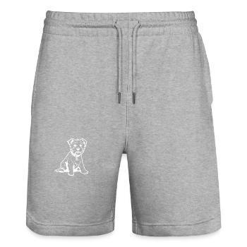 West Highland White Terrier - Stanley/Stella Trainer Unisex Organic Jogging Shorts - heather grey - Front - Nik (191cm) & Marisol (170cm)