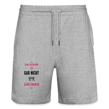 gar nicht drüber - Stanley/Stella Unisex Bio Joggingshorts Trainer  - Grau meliert - Vorne - Nik (191cm) & Marisol (170cm)