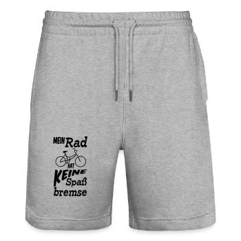 Rad ohne Spaßbremse Fahrrad Radfahrer Geschenk - Stanley/Stella Unisex Bio Joggingshorts Trainer  - Grau meliert - Vorne - Nik (191cm) & Marisol (170cm)