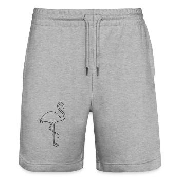 Flamingo silhouette été soleil plage - Short de jogging bio TRAINER Stanley/Stella unisexe - gris chiné - Devant - Nik (191cm) & Marisol (170cm)