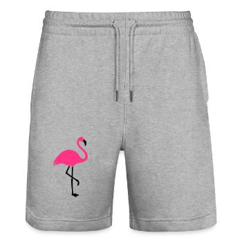 Flamingo Summer Sun Beach - Short de jogging bio TRAINER Stanley/Stella unisexe - gris chiné - Devant - Nik (191cm) & Marisol (170cm)