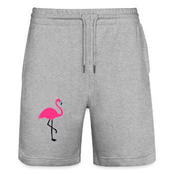 Flamingo Summer Sun Beach - Short de jogging bio TRAINER Stanley/Stella unisexe - gris chiné - Devant - Nik (191cm) & Marisol (170cm)