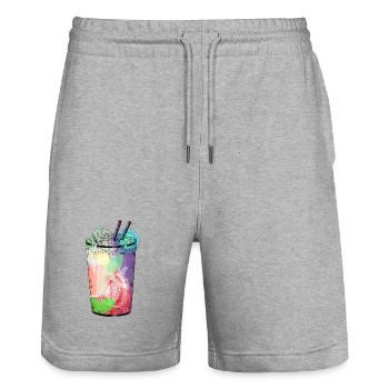 Kunterbunte Cocktail-Vibes im Glas - Stanley/Stella Unisex Bio Joggingshorts Trainer  - Grau meliert - Vorne - Nik (191cm) & Marisol (170cm)