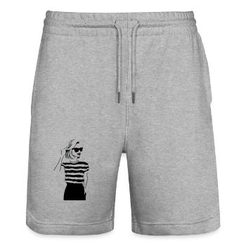 Kiss of the Night Lip Accent - Stanley/Stella Trainer Unisex Organic Jogging Shorts - heather grey - Front - Nik (191cm) & Marisol (170cm)
