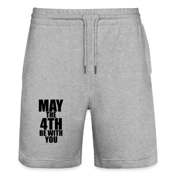 May the 4th be with you - Stanley/Stella Trainer Unisex Organic Jogging Shorts - heather grey - Front - Nik (191cm) & Marisol (170cm)